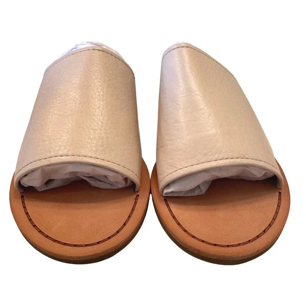 Frye Robin Slide Size 6.5 Off White Sandal NWB Slip On Taupe